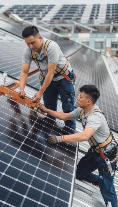 Phoenix Enterprise solar installation team at GIDC Makarpura